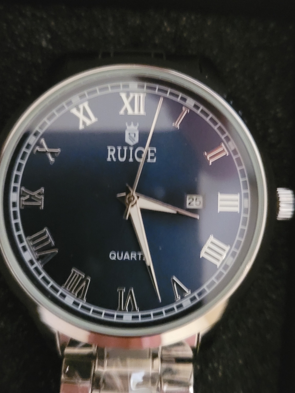Ruice Men's Blue Dial Silver Stainless Steel Watch